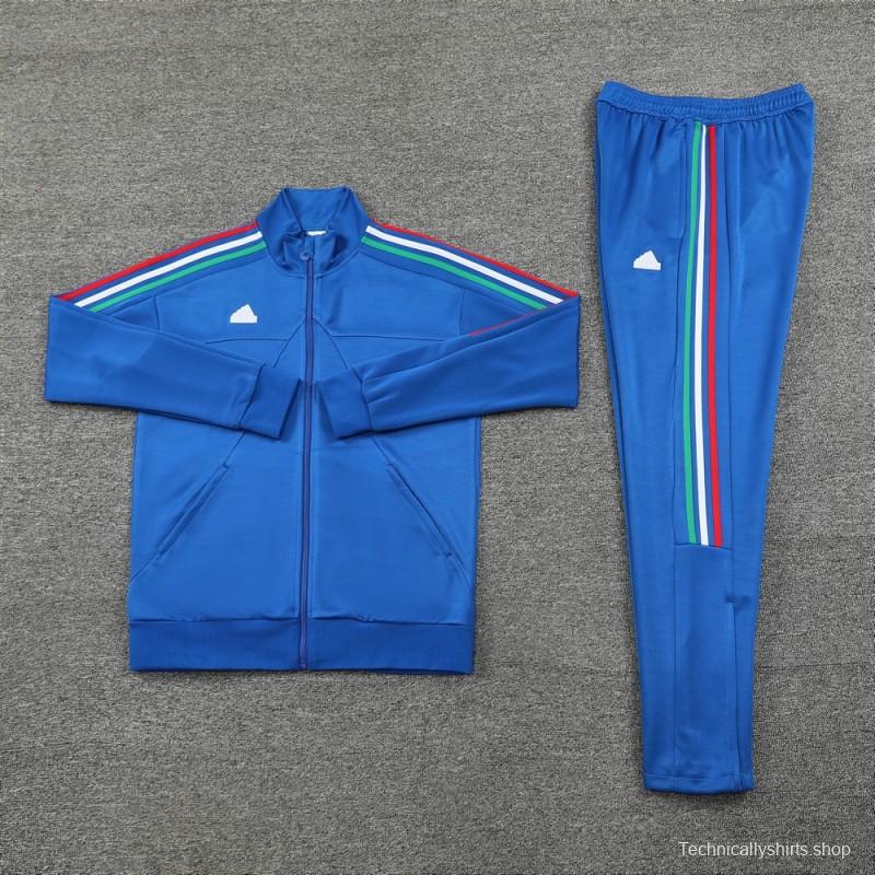 Kids 2024 Adidas Blue Full Zipper Jacket +Long Pants