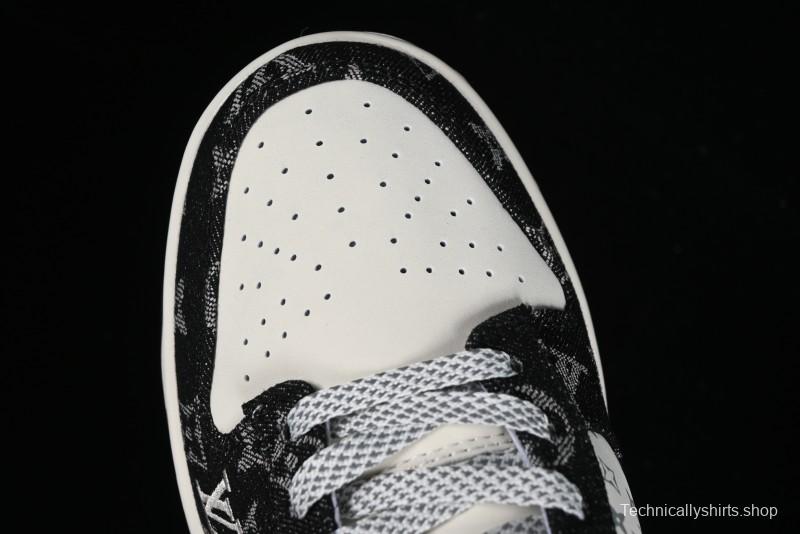 Nike SB Dunk Low LV Collaboration - Beige Black Denim Anniversary High-End Custom Low-Top Casual Skate Shoes - JH8310-946
