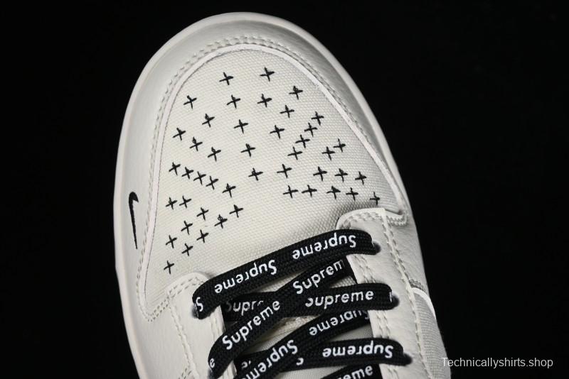 Nike SB Dunk Low Supreme Collaboration - Beige Black Canvas Anniversary Custom Low-Top Casual Skate Shoes - BB8657-515