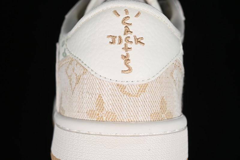 Nike Travis Scott x Fragment Design x Jordan Air Jordan 1 Low OG SP AJ1 LV Khaki Denim Casual Sneakers - SJ2068-009