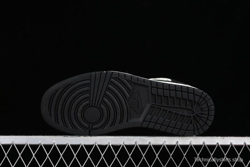 Nike Travis Scott x Fragment Design x Jordan Air Jordan 1 Low OG SP AJ1 LV Grey Black Pig Print Low-top Casual Sneakers - SJ2068-101