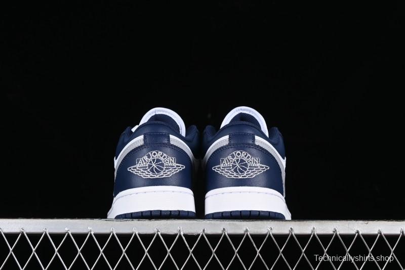 Nike Air Jordan 1 Low AJ1 White Blue Grey Low Top Lifestyle Basketball Shoes - 553558-141