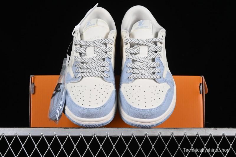 Nike Travis Scott x Fragment Design x Jordan Air Jordan 1 Low OG SP AJ1 LV Peacock Blue Low-top Casual Sneakers - LJ5188-003