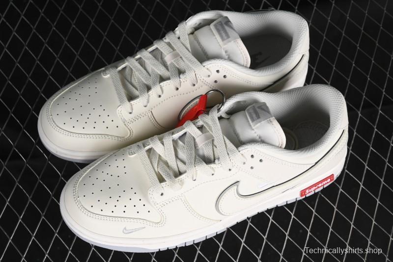 Nike SB Dunk Low Supreme Collaboration - Light Grey Anniversary Customized Low-Top Casual Skate Shoes - DJ2024-005