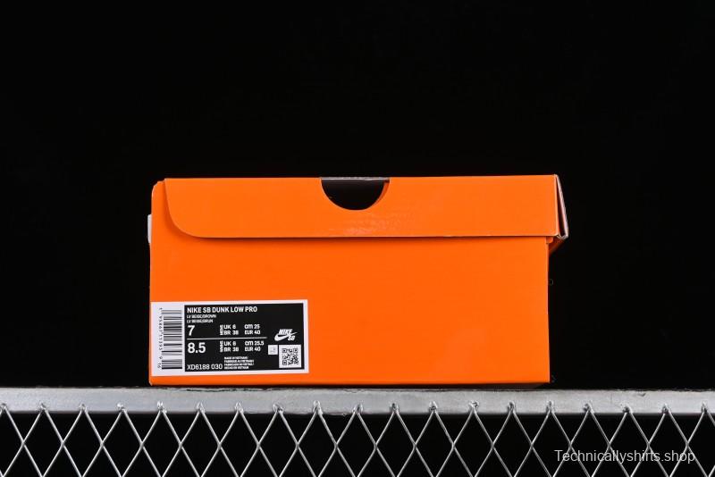 Nike SB Dunk Low LV Collaboration - Beige Brown Swoosh Anniversary High-End Custom Low-Top Casual Skate Shoes - XD6188-030