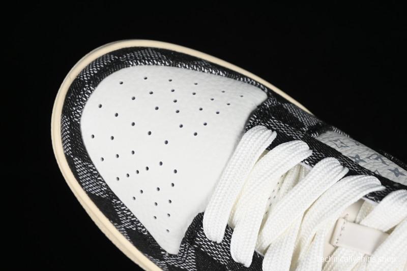 Nike SB Dunk Low LV Collaboration - Black Checkerboard Anniversary Custom Low-Top Casual Skate Shoes - XB3802-353