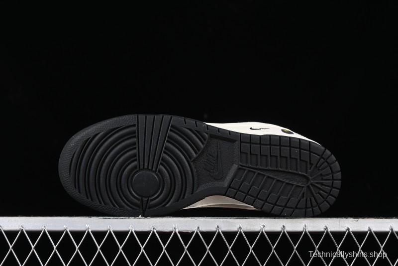 Nike SB Dunk Low BAPE Collaboration - Off-White Black Swoosh Anniversary Custom Low-Top Casual Skate Shoes - XD6188-037