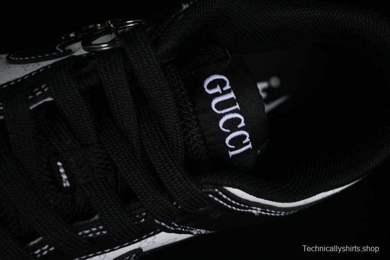 Nike SB Dunk Low Gucci Collaboration - Double G Embroidery Black Swoosh Anniversary Custom Low-Top Casual Skate Shoes - SF1588-136