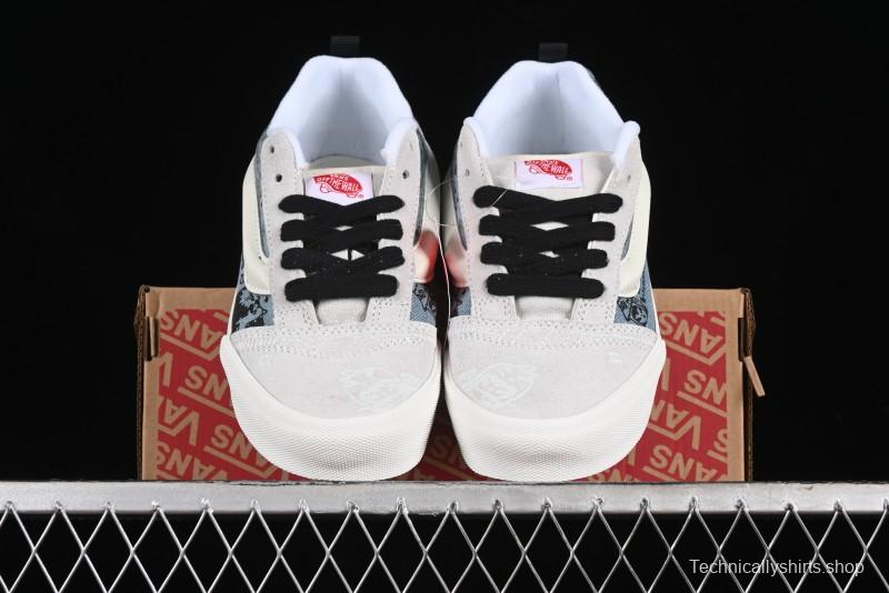 HIRONO Knu Skool Low-Top Casual Sneakers with Denim Graffiti Design - VN0009QCRBL