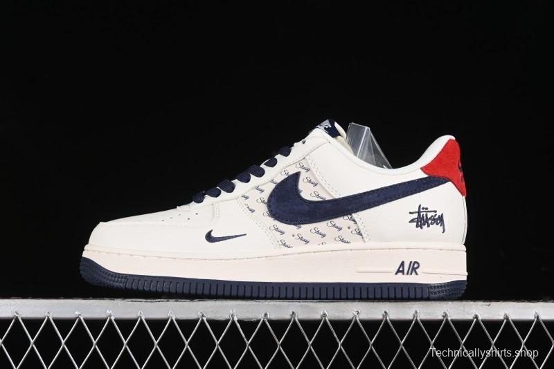 Nike Air Force 1 '07 Low Stussy Collaboration - Blue Red Print Low-Top Casual Sneakers - XZ3318-566