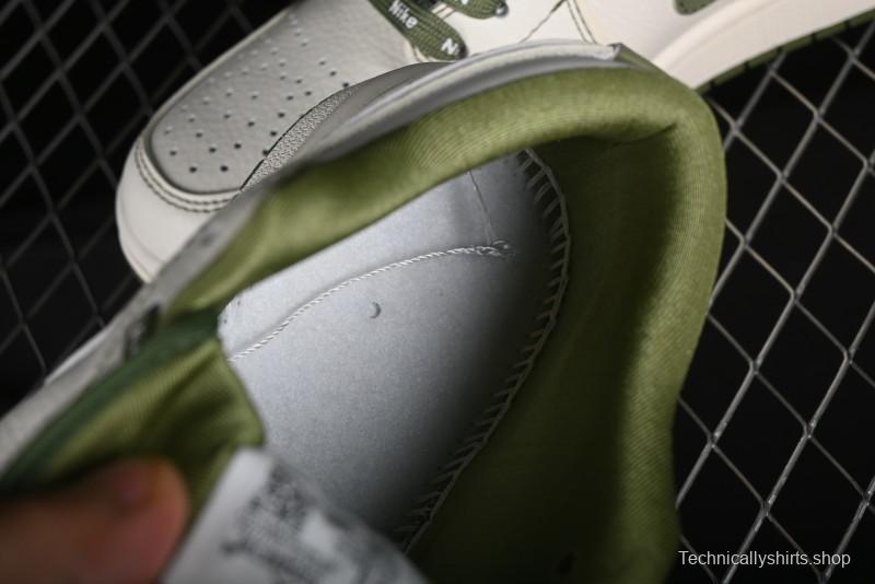 Nike Air Jordan 1 Low Retro Basketball Shoes in Off-White Olive Green - CF3688-019