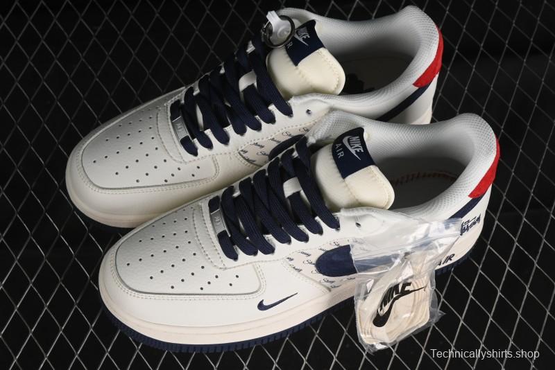 Nike Air Force 1 '07 Low Stussy Collaboration - Blue Red Print Low-Top Casual Sneakers - XZ3318-566