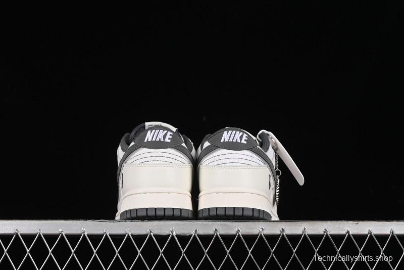 Nike SB Dunk Low Violent Bear Collaboration - Woven Grey Check Anniversary Custom Low-Top Casual Sneakers - KK1888-004