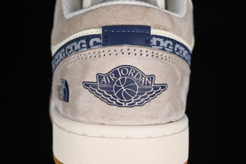 Nike Air Jordan 1 Low AJ1 The North Face Collaboration - White Grey Brown Custom High-End Basketball Shoes - LJ6688-001