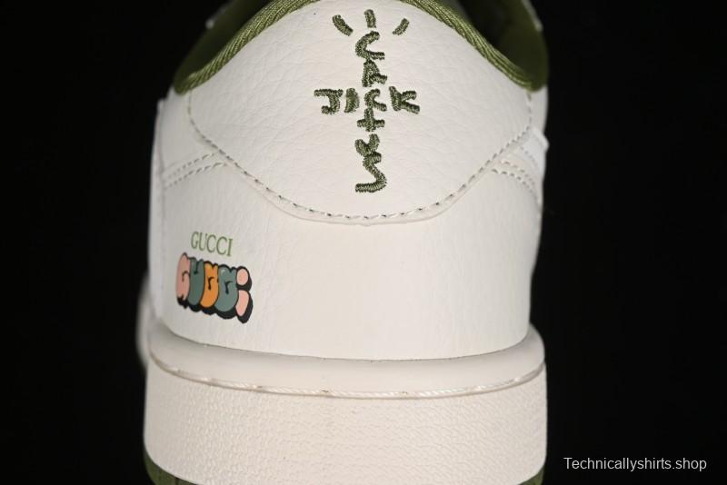 Nike Travis Scott x Fragment Design x Air Jordan 1 Low OG SP AJ1 Retro Sneakers in Off-White & Fresh Green - DM6688-606