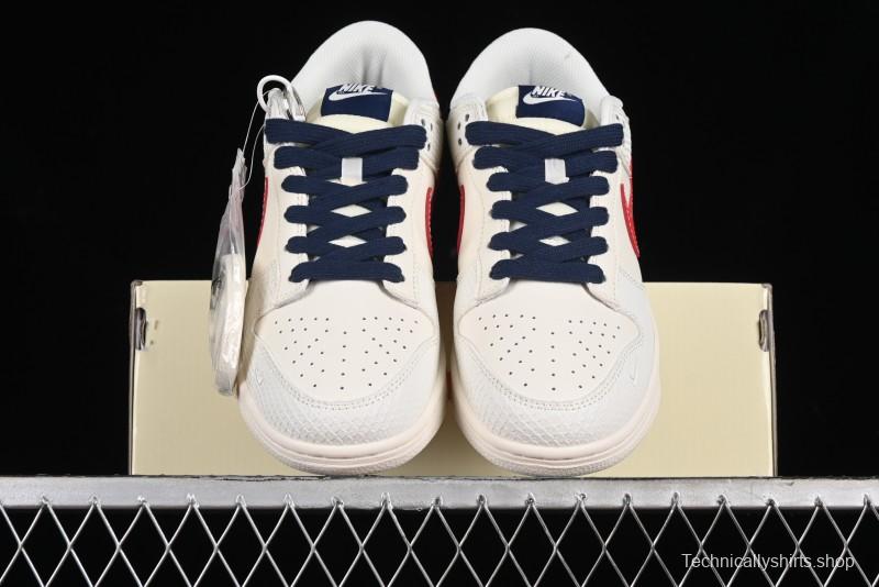 Nike SB Dunk Low Supreme Collaboration - White Dragon Scale Anniversary Custom Low-Top Casual Skate Shoes - BB8685-101