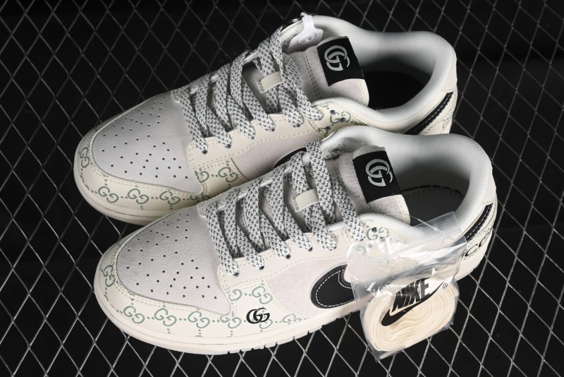 Nike SB Dunk Low Gucci Collaboration - Crystal Green Pattern Anniversary High-End Custom Low-Top Casual Sneakers - XY1688-104
