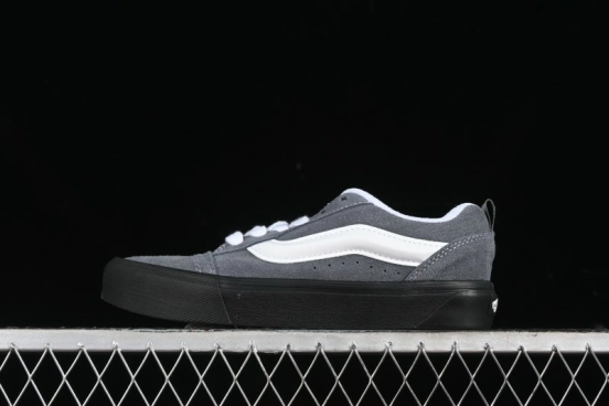 Vans Knu Skool Dark Grey Black Sole Versatile Casual Slip-Resistant Cushioned Platform Sneakers - VN000D22PWT
