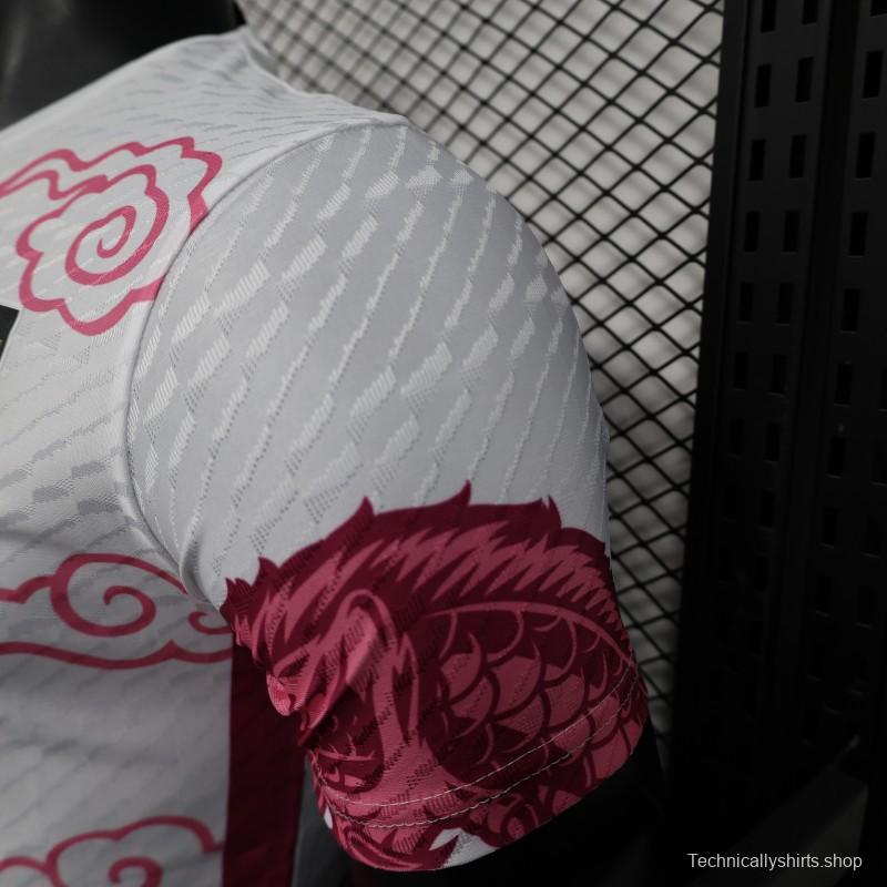 Player Version 2025 Japan National Team White with Pink Dragon Design Jersey