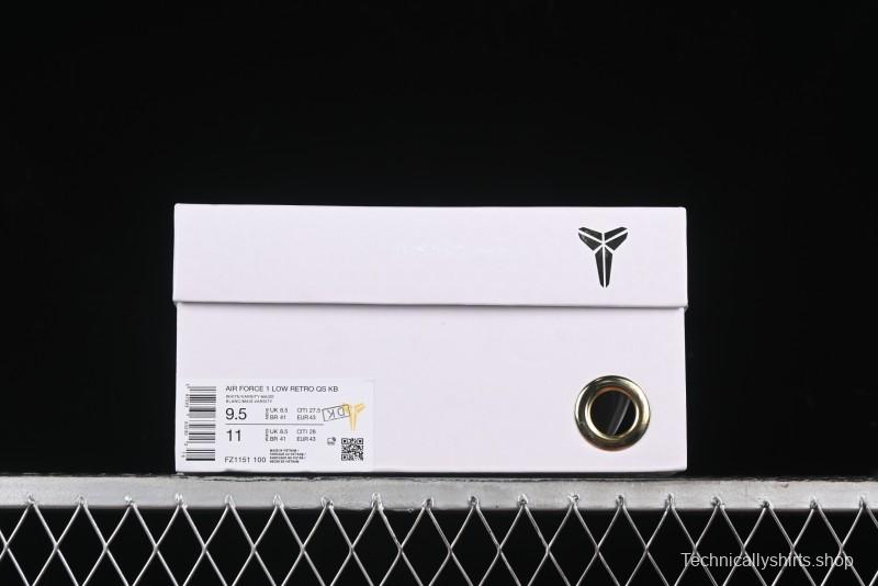 Nike Air Force 1 '07 Low Kobe Full-Grain Leather Casual Sneakers with Full-Length Air Cushion - FZ1151-100