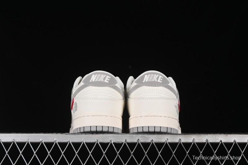 Nike SB Dunk Low Supreme The North Face Collaboration - Light Gray Reflective Swoosh Anniversary Custom Edition Low-Top Casual Skate Shoes - XX2025-628