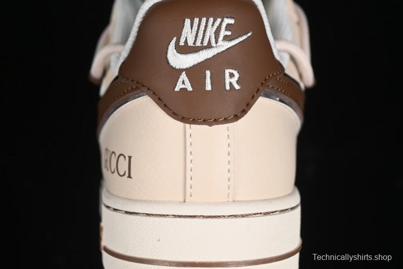 Nike Air Force 1 '07 Low Gucci Collaboration - Brown Coffee Drawstring Low-Top Casual Sneakers - SJ1198-400