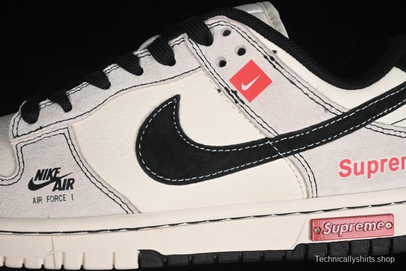 Nike SB Dunk Low SUP Collaboration - Gray White Black Swoosh Anniversary High-End Custom Low-Top Casual Skate Shoes - MM1089-019