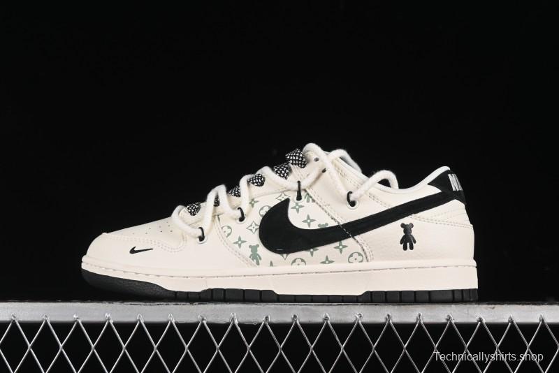 Nike SB Dunk Low Violent Bear Series - Lace-Up Beige with Black Swoosh Anniversary High-End Custom Low-Top Casual Sneakers - SJ2068-291