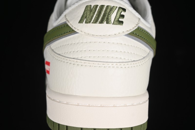 Nike SB Dunk Low Supreme Collaboration - Double Swoosh Beige Dark Green Anniversary High-End Custom Low-Top Casual Skate Shoes - XX2025-689