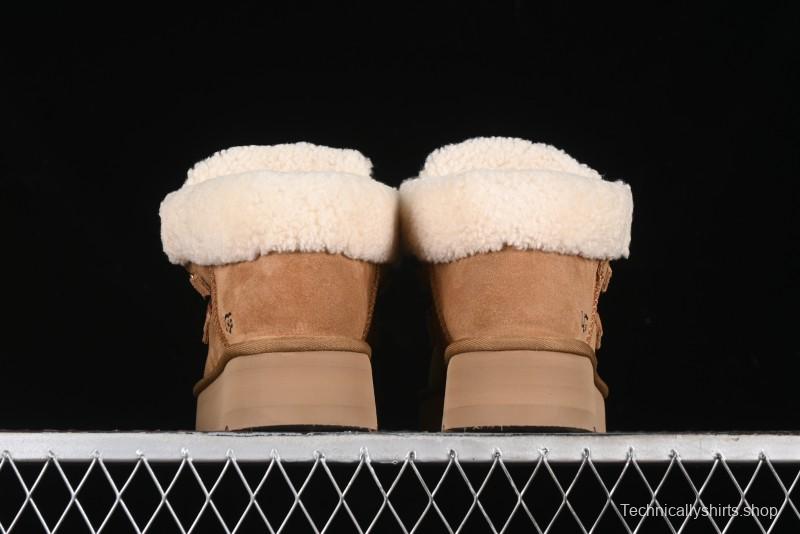 UGG Classic Mini II Fur Lace-Up Platform Short Boots with Treadlite Outsole - 1143954