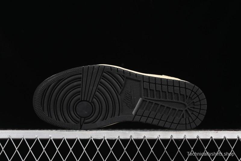 Nike Travis Scott x Fragment Design x Air Jordan 1 Low OG SP AJ1 Bape Collaboration - Crocodile Leather Black White Blue Low Top Casual Sneakers - XZ2828-001