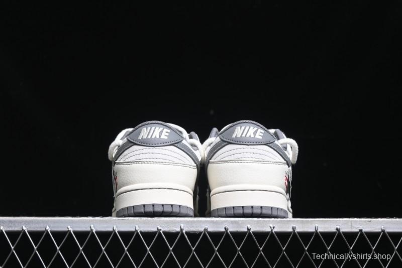 Nike SB Dunk Low Supreme x Stone Island Triple Collaboration - Strap Patch Gray Hook Anniversary High-End Custom Low-Top Casual Skate Shoes - YX5066-203