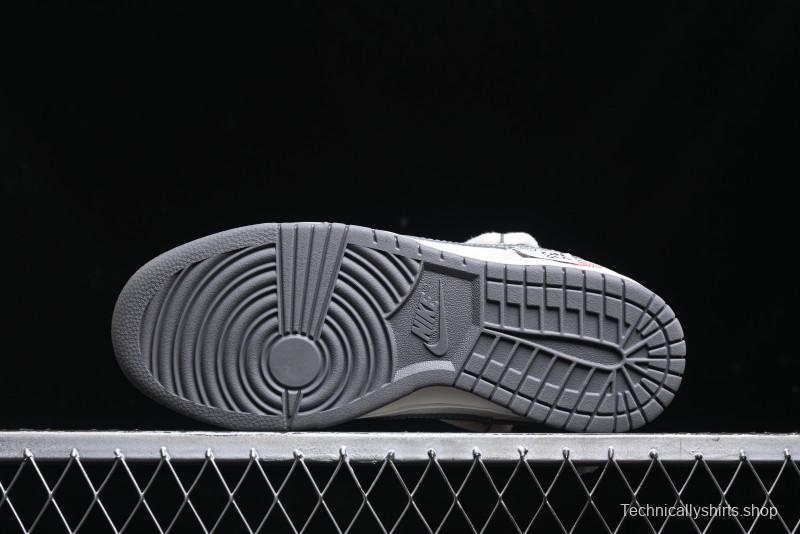 Nike SB Dunk Low Supreme x Stone Island Triple Collaboration - Strap Patch Gray Hook Anniversary High-End Custom Low-Top Casual Skate Shoes - YX5066-203