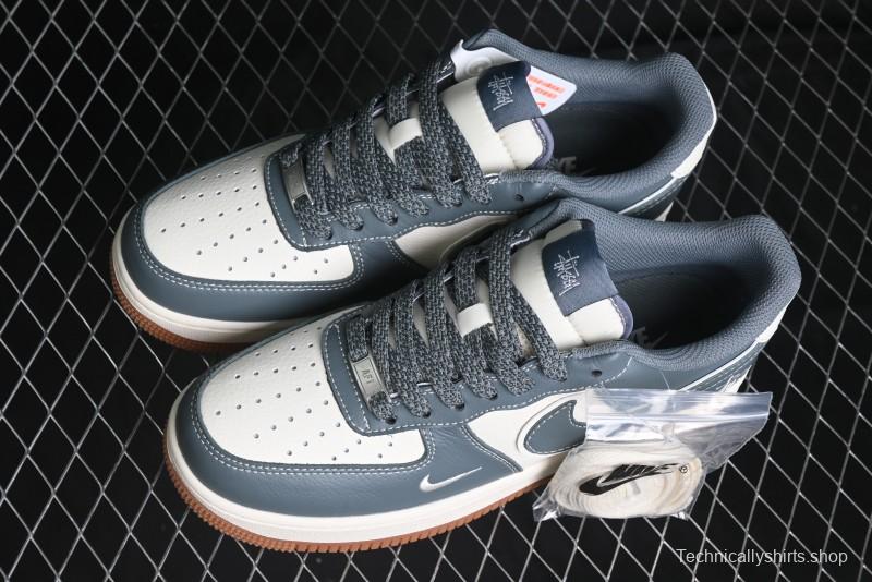 Nike Air Force 1 '07 Low Stussy Collaboration - Grey White Gum Sole Low-Top Casual Sneakers - XZ9688-101