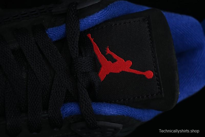 Nike Air Jordan 4 Retro Basketball Shoes with Black-Grey-Blue Color Blocking - FV5029-003