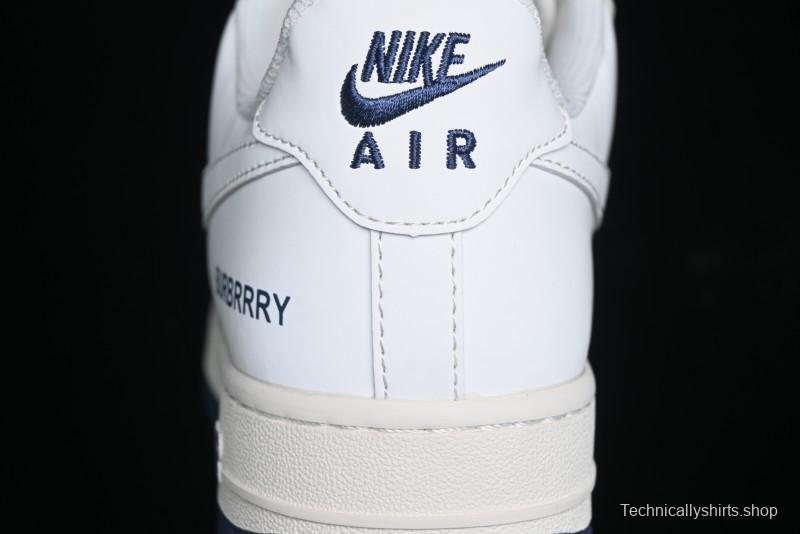 Nike Air Force 1 '07 Low Burberry Collaboration - Off White Navy Blue Patchwork Low Top Casual Sneakers BB8588-222