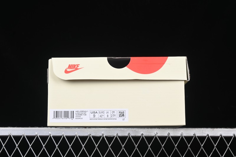 Nike Travis Scott x Fragment Design x Air Jordan 1 Low OG SP AJ1 Retro Sneakers with Reverse Swoosh - SJ0086-138