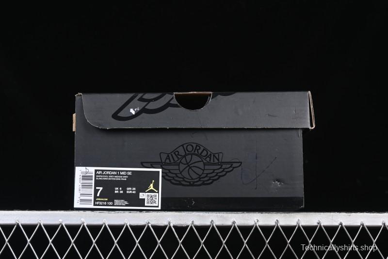 Nike Air Jordan 1 Mid AJ1 High-Top Basketball Shoes in White Grey Patent Leather - HF3216-100
