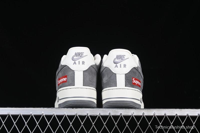 Nike Air Force 1 '07 Low Supreme Collaboration Grey Swoosh Red Tab Low-Top Casual Sneakers - CH6336-510
