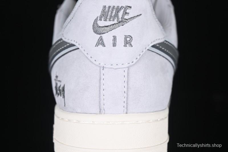 Nike Air Force 1 '07 Low Stussy Collaboration - Pig Grey Swoosh Low-Top Casual Sneakers - XZ3318-066