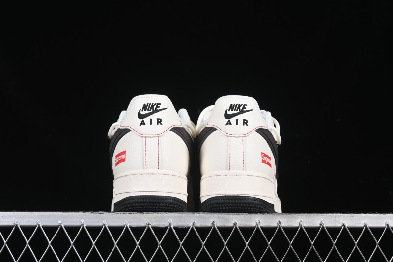 Nike Air Force 1 '07 Low Supreme Collaboration - Beige Red Lace-Up Low-Top Casual Sneakers SJ1198-104