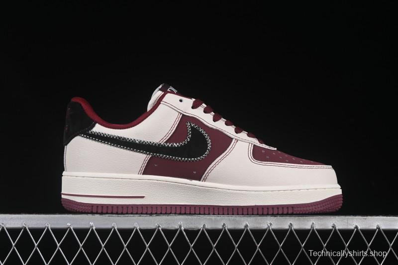 Nike Air Force 1 '07 Low Dior Collaboration Burgundy Low-Top Casual Sneakers - KK1988-046