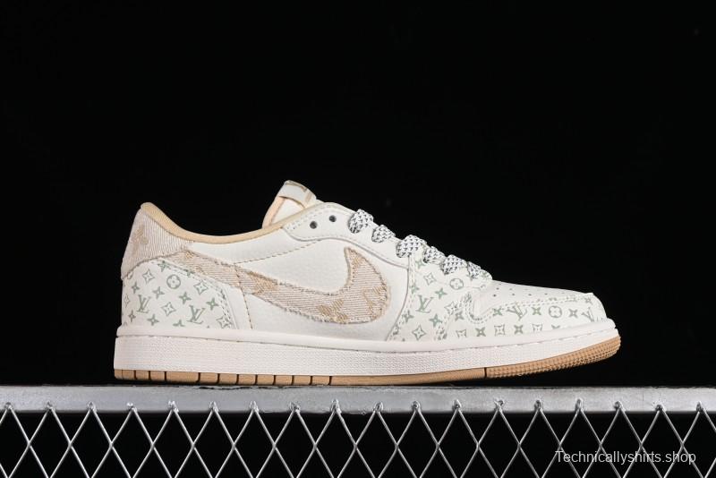 Nike Air Jordan 1 Low OG SP Travis Scott x Fragment Design Retro Sneakers with Reverse Swoosh - SJ2068-006