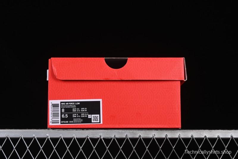 Nike Air Force 1 '07 Low Nezha Collaboration Grey Red Swoosh Casual Sneakers - DF0188-046