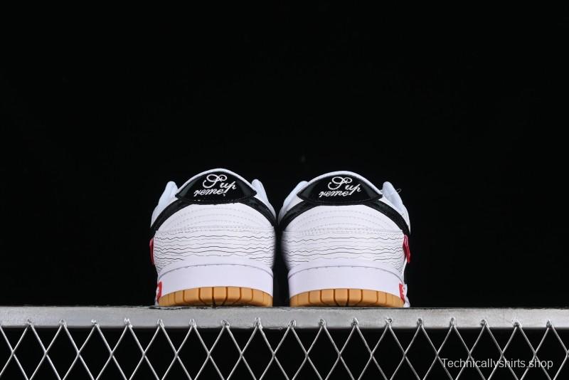 Supreme x Nike Dunk Low SB Casual Skate Shoes with Zoom Air Cushion - XD6188-034