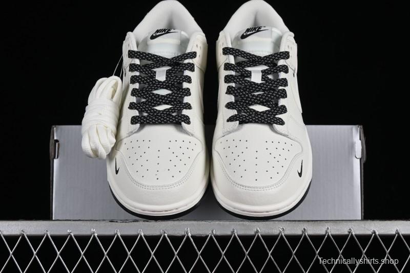 Nike SB Dunk Low Collaboration Three Swooshes Beige Black Color Low Top Casual Skateboarding Shoes - NK5639-321