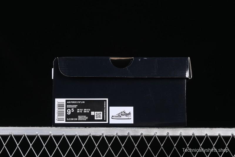 Nike Air Force 1 '07 Low Dior Collaboration Black Pattern Drawstring Casual Sneakers - SJ1198-106