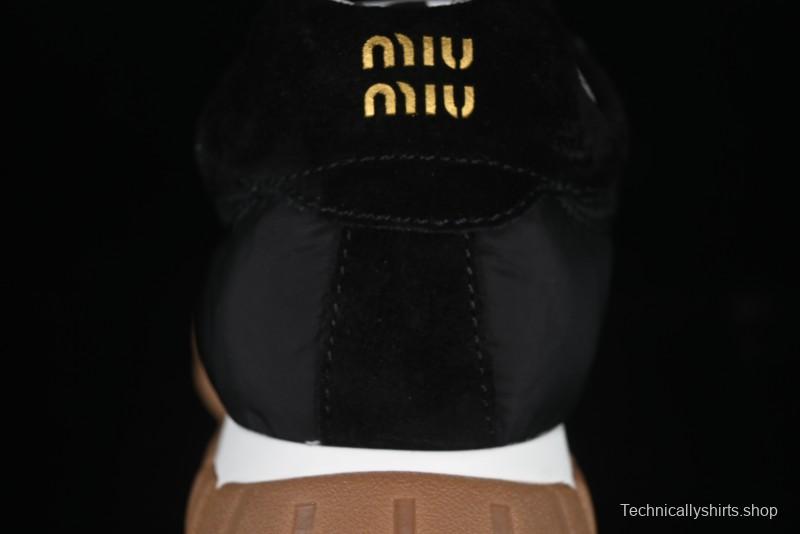 Miu Miu Suede Round Toe Lace-Up Women's Low-Top Casual Shoes - 99D4