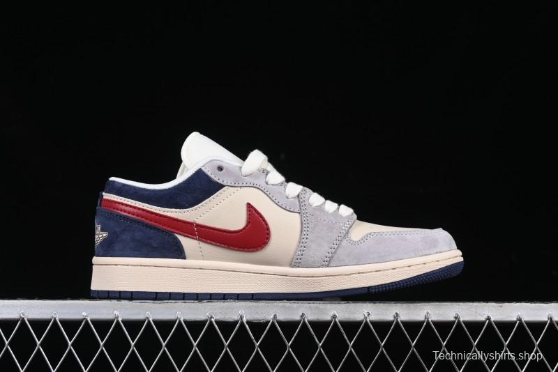 Nike Air Jordan 1 Low AJ1 The North Face Collaboration Grey Blue Red Hook Retro Basketball Shoes - DM9188-012
