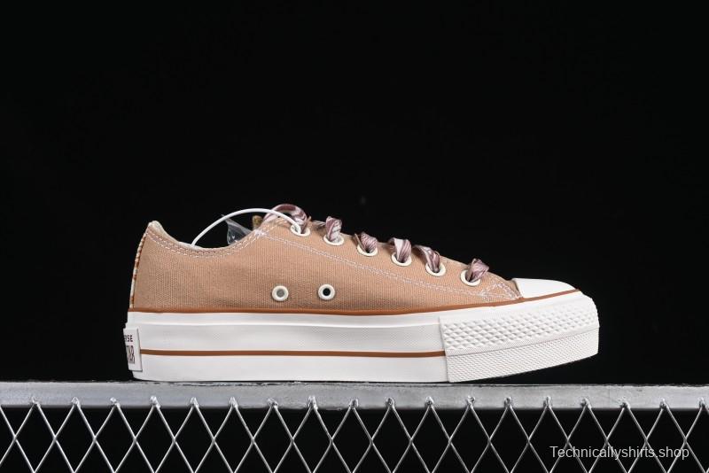 Converse All Star Platform Sneakers in Coffee Bean Milk Tea Color with OrthoLite Insole and Thick Sole for Height Boost - A11619C